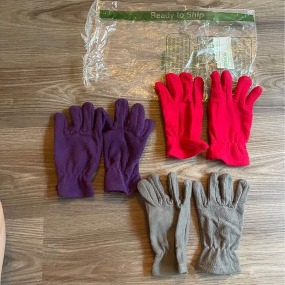 Lot of 3 Toddler Fleece Gloves Set | 2T - 3T |  Winter Mittens NEW